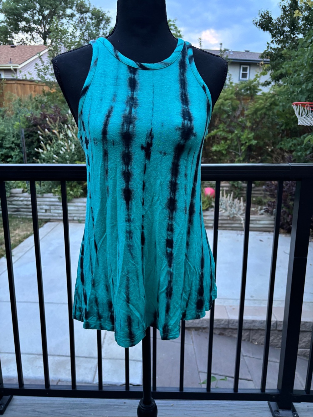 Veronica M Teal Tie-Dye Racerback Swing Tank